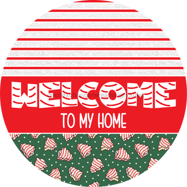 Door Hanger, Christmas Sign, Green Christmas Cake Sign, Welcome Sign, 18